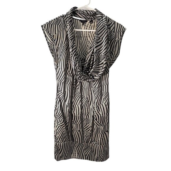 Ted Baker London Silk Black & White Abstract with Scarf Dress Size 0 EUC - Picture 1 of 8